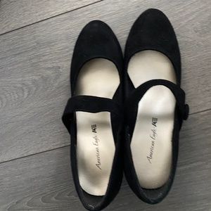 Black suede heels